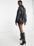 ASOS DESIGN faux leather shacket in black