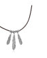 Sterling Silver Triple Feather and Leather Necklace, 17 Inches