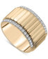 ფოტო #1 პროდუქტის Diamond Wide Textured Statement Ring (1/3 ct. t.w.) in Gold Vermeil, Created for Macy's