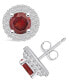 ფოტო #1 პროდუქტის Garnet (2-1/5 ct. t.w.) and Diamond (1/2 ct. t.w.) Halo Stud Earrings in 14K White Gold