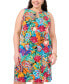 Plus Size Printed Three-Ring Sleeveless Shift Dress