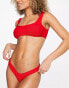 Фото #6 товара Free Society crinkle high leg bikini bottom in red