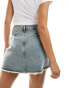 Noisy May low waist wrap mini skirt in vintage wash blue