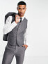 ASOS DESIGN super skinny wool mix suit waistcoat in dark charcoal herringbone