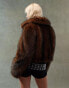 Фото #1 товара ASOS DESIGN cropped faux fur bomber jacket in brown