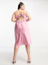 Фото #3 товара Vila Curve satin cami midi dress with tie back in dusty pink