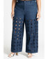 Plus Size Circular Cutout Denim Pant