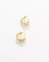 Фото #8 товара ASOS DESIGN 14k gold plated hoop earrings with twisted faux pearl detail in gold tone