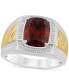 Men's Garnet (4-3/4 ct. t.w.) & Diamond (1/10 ct. t.w.) Halo Ring in Sterling Silver & 14k Gold-Plate Бордовый, 10 - фото #1