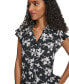 Фото #4 товара Блузка с рюшами Calvin Klein petite Printed Ruffled Cap-Sleeve