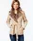 Фото #1 товара INC International Concepts Faux Fur Embroidered Belted Coat Suede Light Camel XL