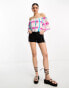 Raga Beating Hearts off shoulder tie dye crop top in pink