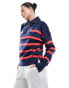 Vero Moda stripe zip through jumper in Navy and red stripe