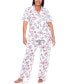 ფოტო #1 პროდუქტის Plus Size Short Sleeve Pants Tropical Pajama Set, 2-Piece