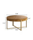 33.86"Modern Retro Splicing Round Coffee Table, Fir Wood Table Top With Gold Cross Legs Base