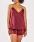Фото #1 товара Plus Size Silky 2 Piece Camisole and Shorts Pajama Set in Lace Trims
