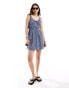 Фото #2 товара ASOS DESIGN wide strap channel waist mini sundress in blue gingham