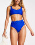 The Frolic Crete scallop high waist bikini bottom in cobalt blue