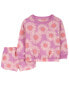 Фото #2 товара Toddler 2-Piece Daisy French Terry Pajamas 3T