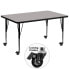 Фото #1 товара Mobile 36''W X 72''L Rectangular Grey Hp Laminate Activity Table - Height Adjustable Short Legs