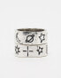 Reclaimed Vintage unisex ring 2 pack with doodles in burnished silver