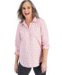 ფოტო #1 პროდუქტის Women's Printed Cotton Split-Neck Popover Shirt, Created for Macy's
