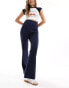 Фото #4 товара Vila high waisted pin tuck pull on trousers in navy