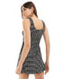 Mango tweed check mini dress in black