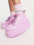 Фото #1 товара Kickers Kick platform boots in pink holographic patent