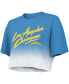 ფოტო #3 პროდუქტის Women's Threads Justin Herbert Powder Blue, White Los Angeles Chargers Drip-Dye Player Name and Number Tri-Blend Crop T-shirt