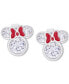 ფოტო #3 პროდუქტის Children's Cubic Zirconia & Enamel Minnie Mouse Stud Earrings in Sterling Silver