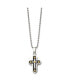 ფოტო #3 პროდუქტის Black and Yellow IP-plated Cross Pendant Ball Chain Necklace