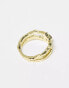 Pieces plated gift boxed molted metal ring with single diamante in gold