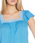 Women's Boho Embroidered Square Neck Top