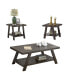 Contemporary 3-Piece Wood Shelf Coffee Table Set in Weathered Espresso