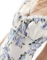 Фото #3 товара Kiss The Sky bust detail chintz floral print maxi dress in blue and white