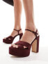 Фото #1 товара Mango strappy detail chunky platform in burgundy