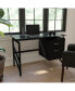 Two Drawer Pedestal Desk With Tempered Glass Top And Metal Frame