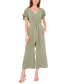 ფოტო #1 პროდუქტის Women's V-Neck Flutter-Sleeve Crop Wide-Leg Jumpsuit