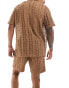 South Beach knit beach short co-ord in brown