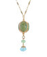 Gold-Tone Spinner Aqua Drop Necklace