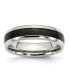 ფოტო #1 პროდუქტის Stainless Steel Polished Black Carbon Fiber Inlay 6mm Band Ring