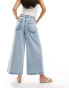 ASOS DESIGN cropped soft wide leg jean light blue Синий, W28 L32 - фото #3