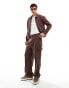 ASOS DESIGN smart co-ord pinstripe wide leg cargo trouser in brown Коричневый, S - W32 - фото #5