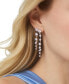 Фото #3 товара Rhodium-Plated Cubic Zirconia Double-Row Linear Drop Earrings, Created for Macy's