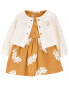 Фото #2 товара Baby 2-Piece Feather Bodysuit Dress & Cardigan Set 3M