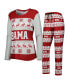 ფოტო #1 პროდუქტის Women's Crimson Alabama Crimson Tide Ugly Long Sleeve T-shirt and Pajama Pants Sleep Set