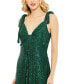 ფოტო #4 პროდუქტის Women's Ieena Sequined Low Back Bow Shoulder Gown