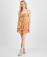 Фото #8 товара Juniors' Floral-Print Lace-Up Fit & Flare Dress