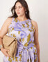 ASOS EDITION Curve racer neck maxi dress with d ring in lilac abstract print